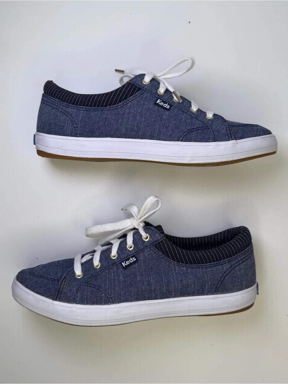 Keds Center III Textile Lace Up Women's Denim Chambray Shoes Sneakers Size 7.5